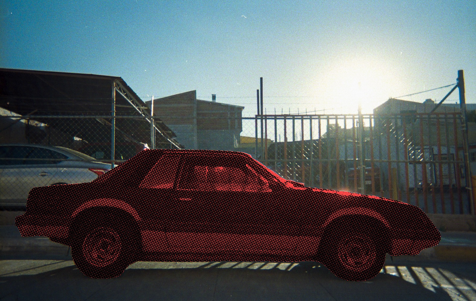 Red halftone car